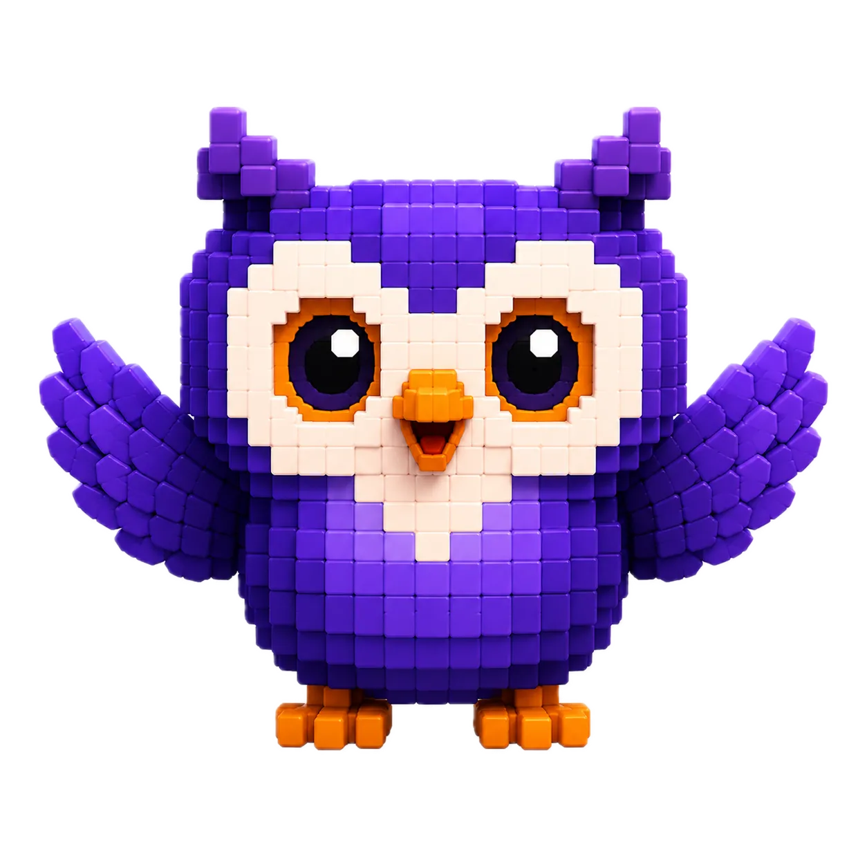 QuadSpin owl mascot beside the playable block puzzle